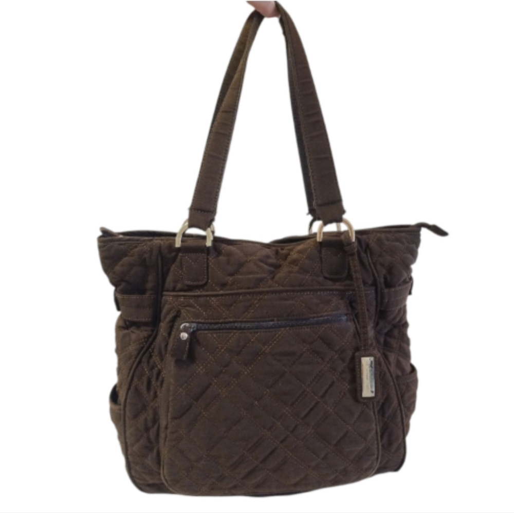 Vera Bradley Expresso Brown Quilted Shoulder Strap Purse Bag Zebra Lining